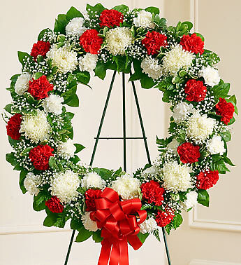 Serene Blessings Standing Wreath - Red &amp;amp; White